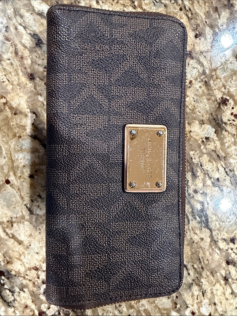 Michael Kors womens Brown Logo Zip-Around wallet